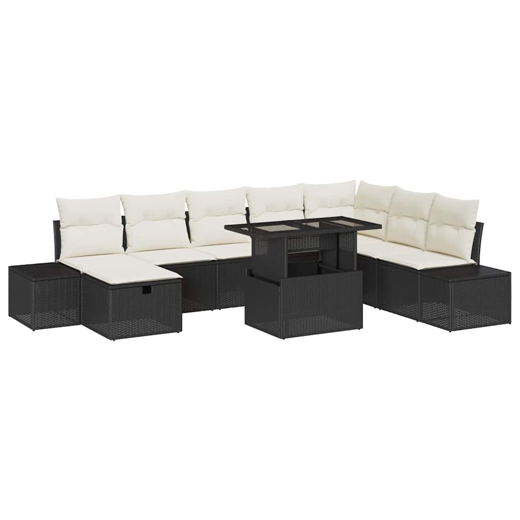 Set Divano da Giardino 11 pcs Nero Poly Rattan - homemem39