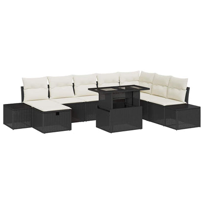 Set Divano da Giardino 11 pcs Nero Poly Rattan - homemem39
