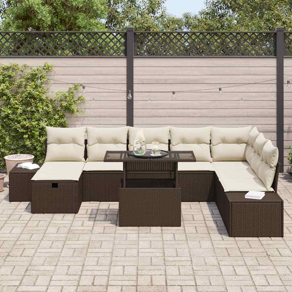 Set Divano da Giardino 11 pcs Marrone Poly Rattan - homemem39