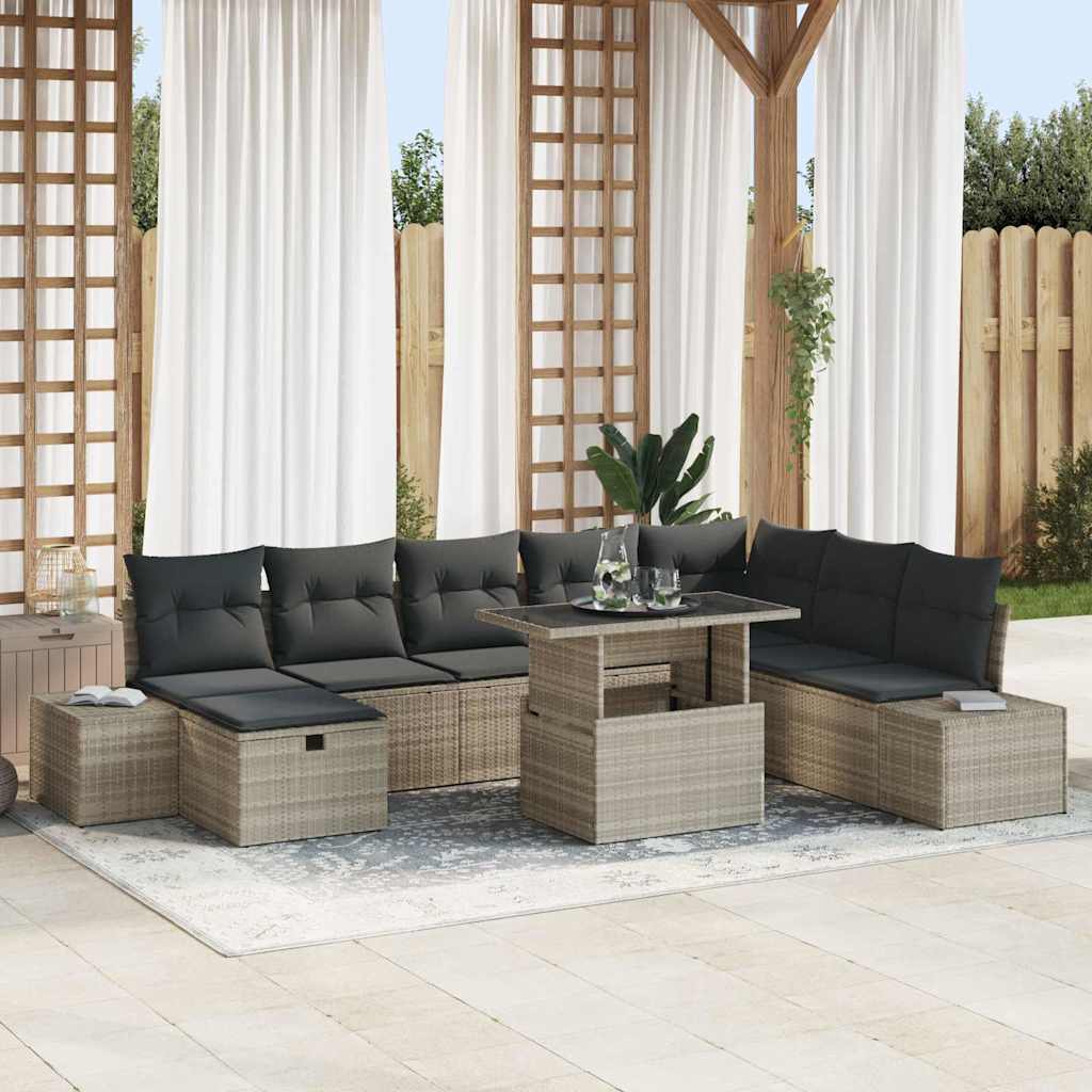 Set Divano da Giardino 11 pcs Grigio chiaro Poly Rattan - homemem39