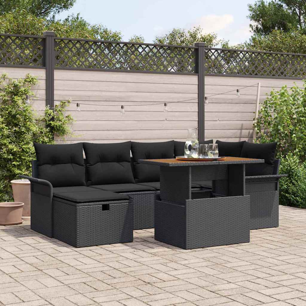 Set Divano da Giardino 7 pz Nero polyrattan | homemem39
