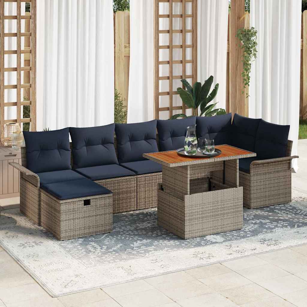 Set Divano da Giardino con cuscino 8 pcs Grigio polyrattan | homemem39