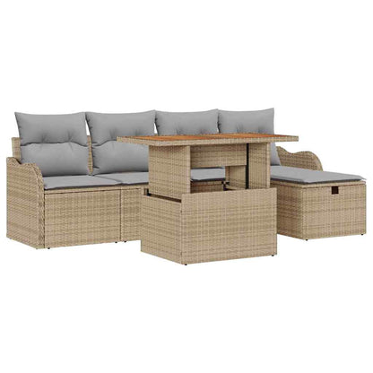 Set Divano da Giardino con cuscino 6 pcs Beige Poly Rattan - homemem39