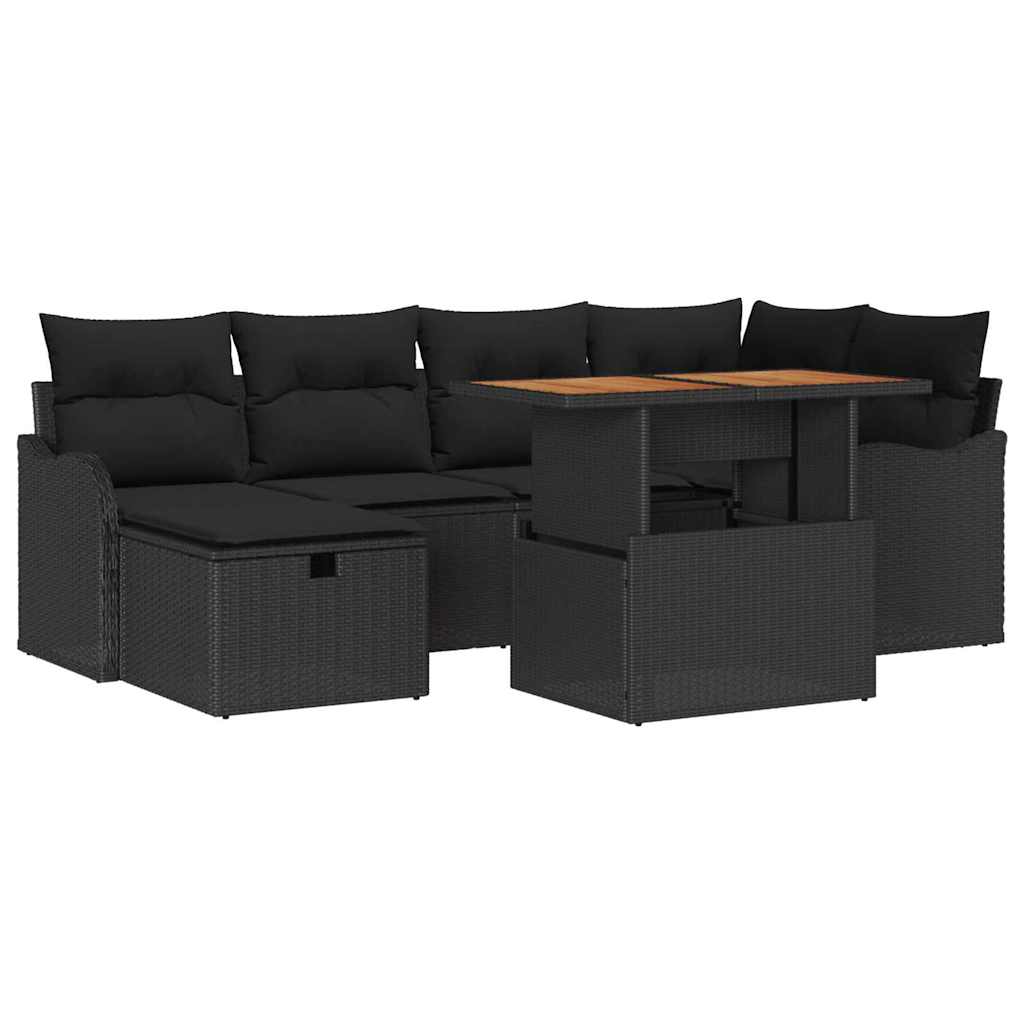Set Divano da Giardino 7 pz Nero polyrattan | homemem39