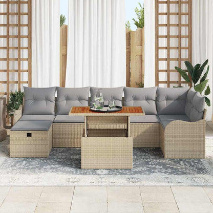 Set Divano da Giardino con cuscino 8 pcs Beige Poly Rattan - homemem39