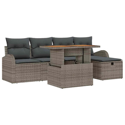 Set Divano da Giardino 6 pz Grigio polyrattan | homemem39