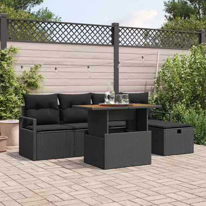 Set Divano da Giardino 6 pz Nero polyrattan | homemem39