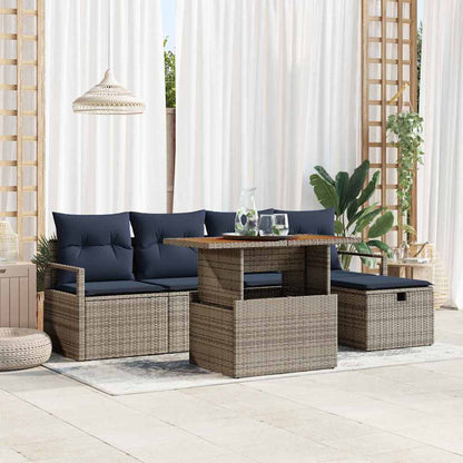 Set Divano da Giardino con cuscino 6 pcs Grigio polyrattan | homemem39