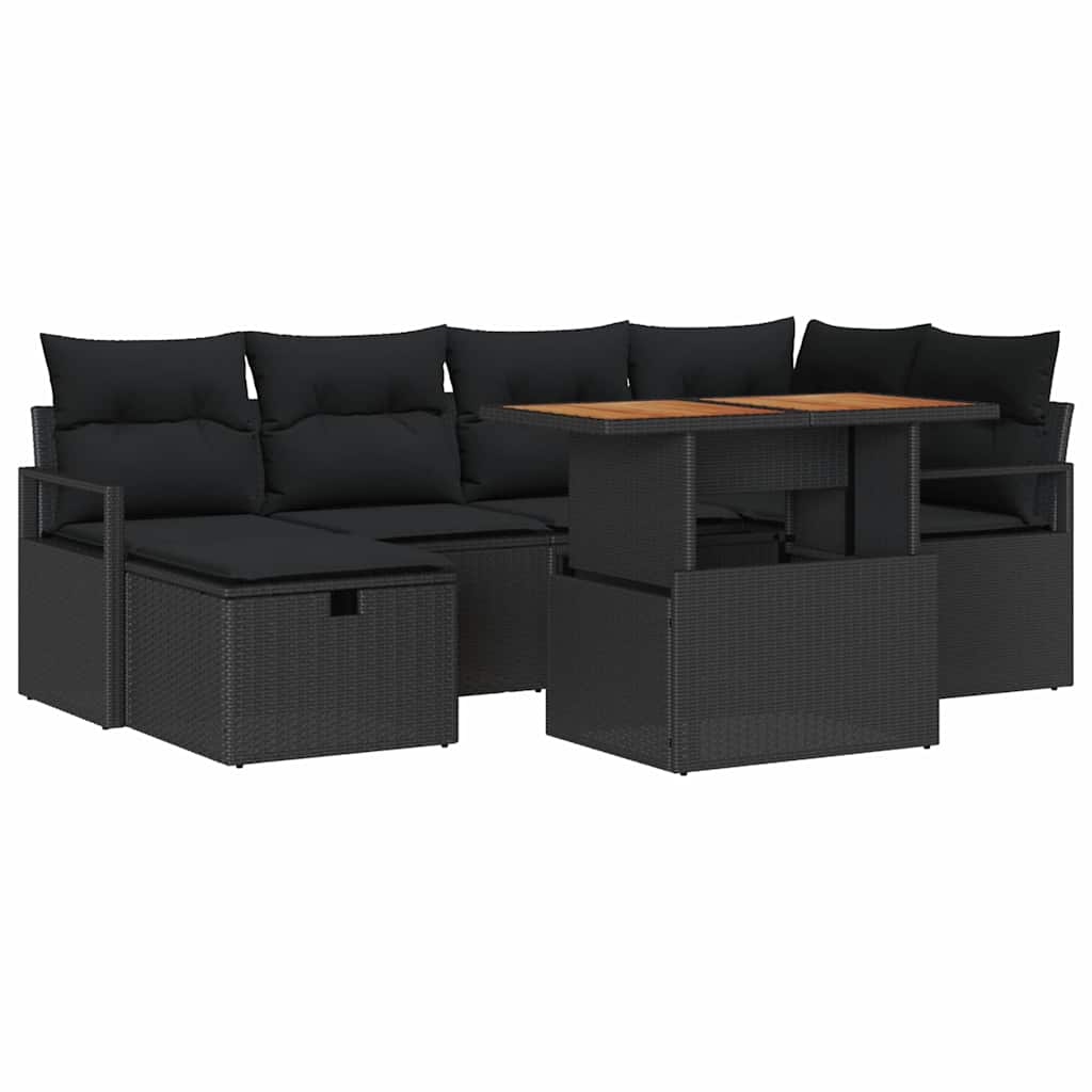 Set Divano da Giardino 7 pz Nero polyrattan | homemem39