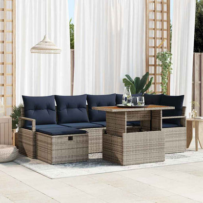 Set Divano da Giardino con cuscino 7 pcs Grigio polyrattan | homemem39