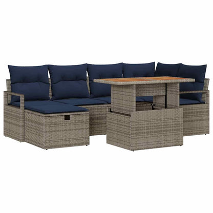 Set Divano da Giardino con cuscino 7 pcs Grigio polyrattan | homemem39