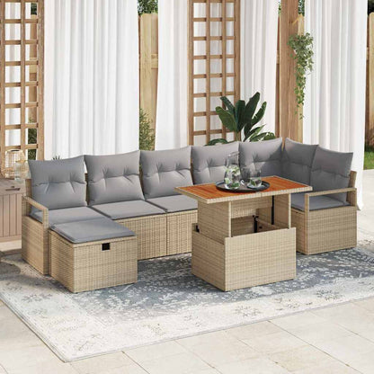 Set Divano da Giardino con cuscino 8 pcs Beige Poly Rattan - homemem39
