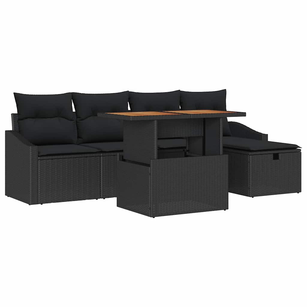 Set Divano da Giardino 6 pz Nero polyrattan | homemem39
