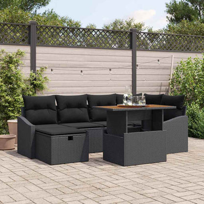 Set Divano da Giardino 7 pz Nero polyrattan | homemem39
