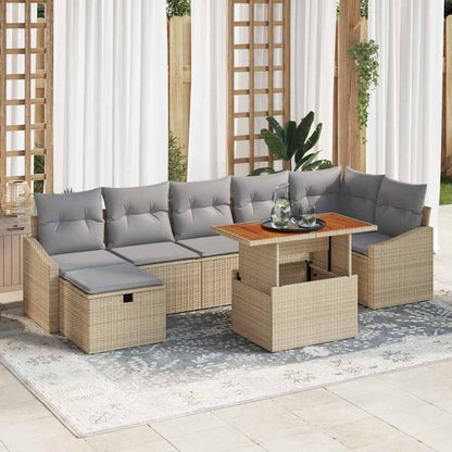 Set Divano da Giardino con cuscino 8 pcs Beige Poly Rattan - homemem39