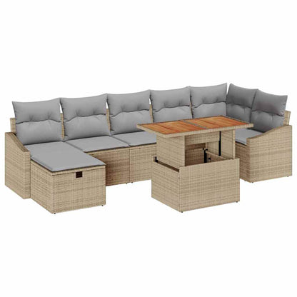 Set Divano da Giardino con cuscino 8 pcs Beige Poly Rattan - homemem39