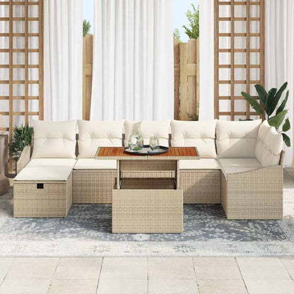 Set Divano da Giardino con cuscino 8 pcs Beige Poly Rattan - homemem39