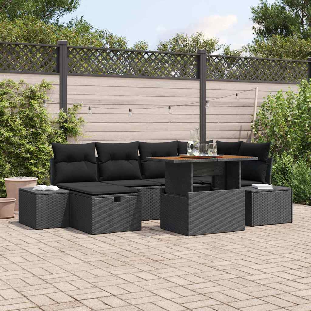 Set Divano da Giardino 7 pz Nero polyrattan | homemem39