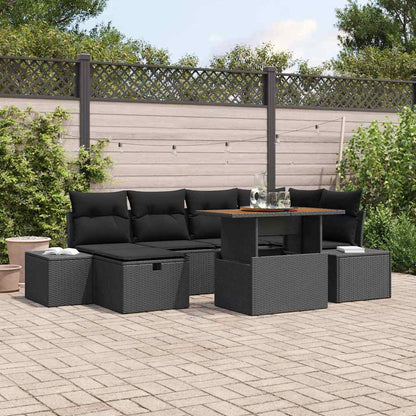 Set Divano da Giardino 7 pz Nero polyrattan | homemem39
