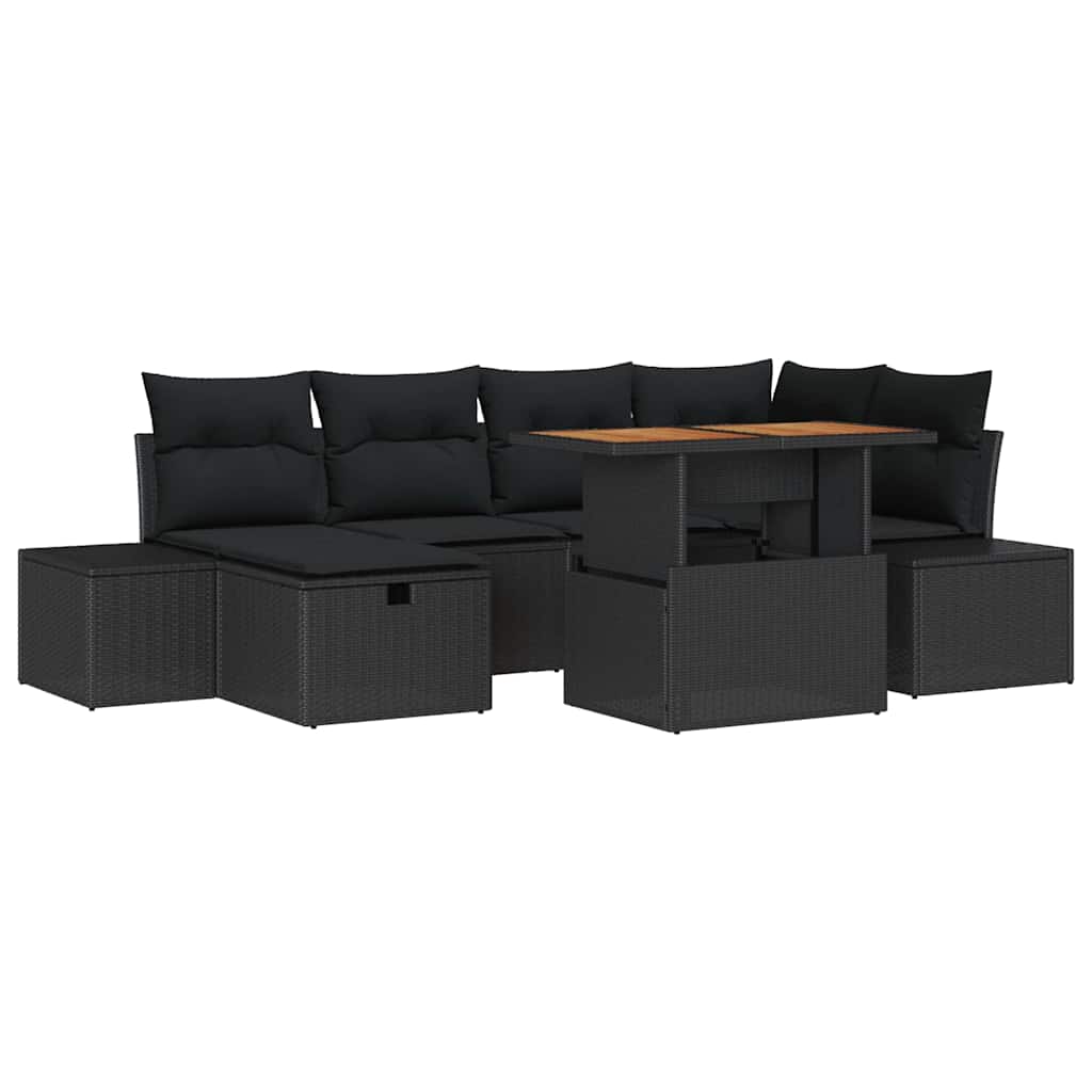Set Divano da Giardino 7 pz Nero polyrattan | homemem39