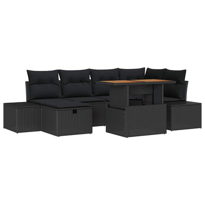 Set Divano da Giardino 7 pz Nero polyrattan | homemem39