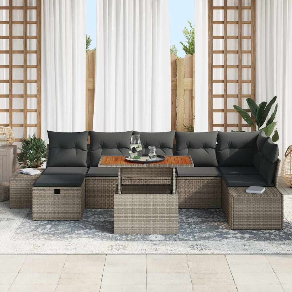 Set Divano da Giardino 8 pz Grigio polyrattan | homemem39