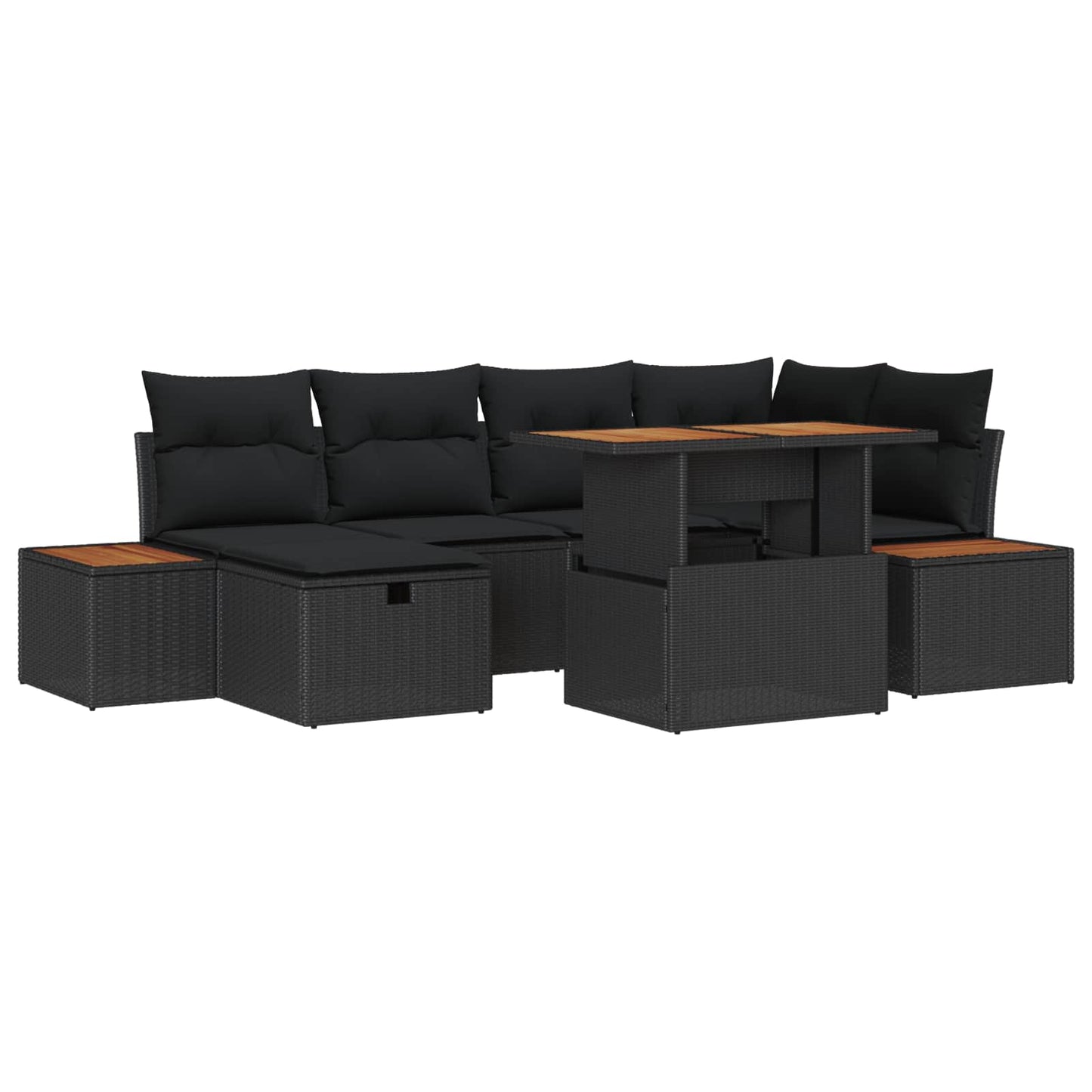 Set Divano da Giardino 7 pz Nero polyrattan | homemem39