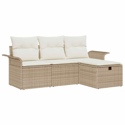 Set Divano da Giardino con cuscino 4 pcs Beige Poly Rattan - homemem39