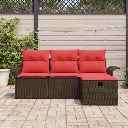 Set Divano da Giardino con cuscino 4 pcs Poly Rattan | homemem39