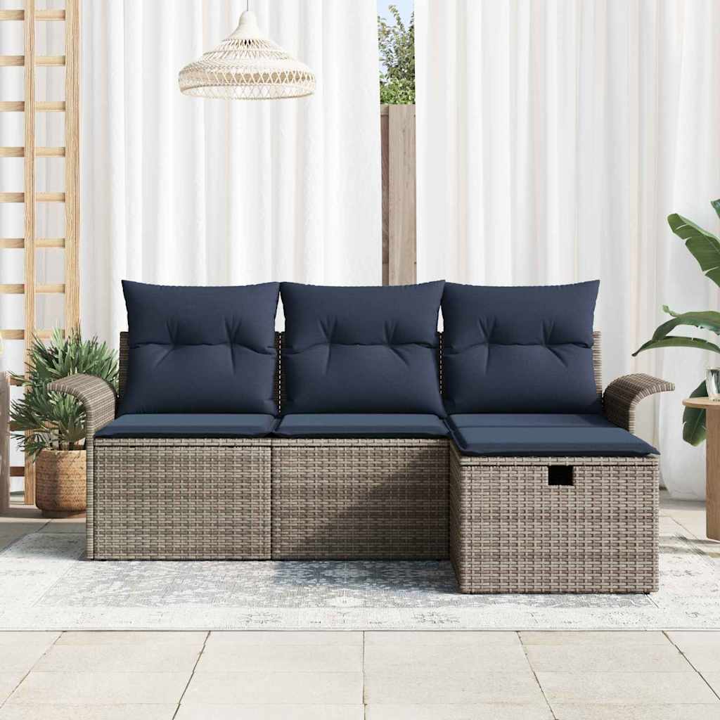 Set Divano da Giardino con cuscino 4 pcs Poly Rattan | homemem39
