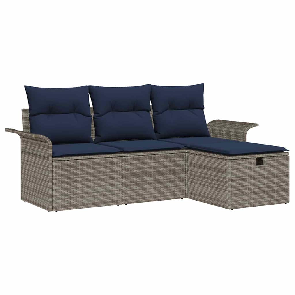 Set Divano da Giardino con cuscino 4 pcs Poly Rattan | homemem39