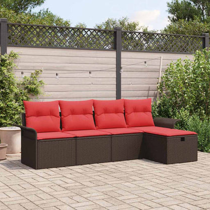 Set Divano da Giardino con cuscino 5 pcs Poly Rattan