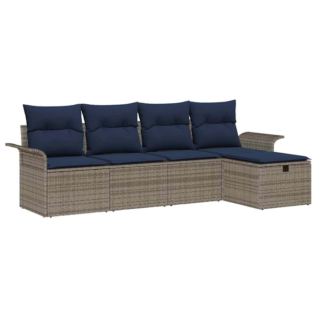Set Divano da Giardino con cuscino 5 pcs Poly Rattan | homemem39