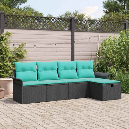 Set Divano da Giardino con cuscino 5 pcs Poly Rattan | homemem39