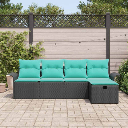 Set Divano da Giardino con cuscino 5 pcs Poly Rattan