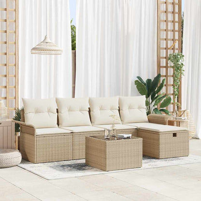 Set Divano da Giardino con cuscino 6 pcs Beige Poly Rattan - homemem39