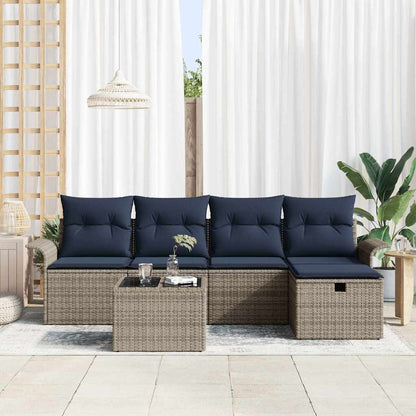 Set Divano da Giardino con cuscino 6 pcs Poly Rattan