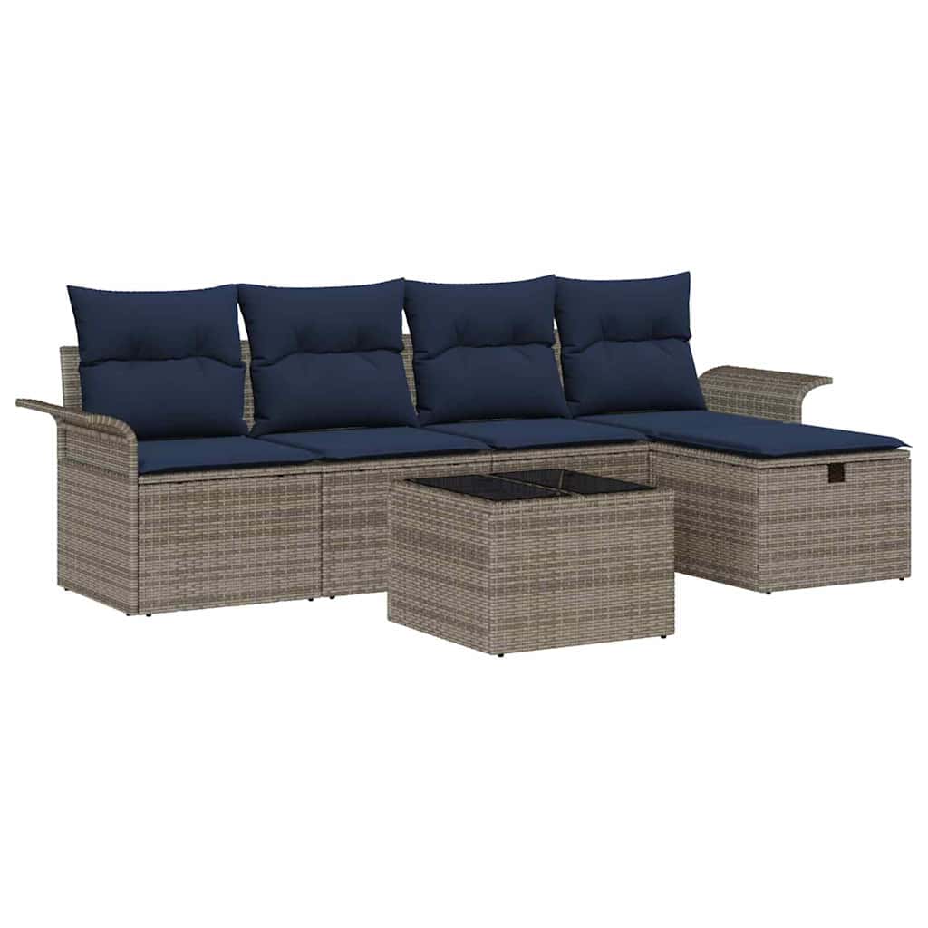 Set Divano da Giardino con cuscino 6 pcs Poly Rattan
