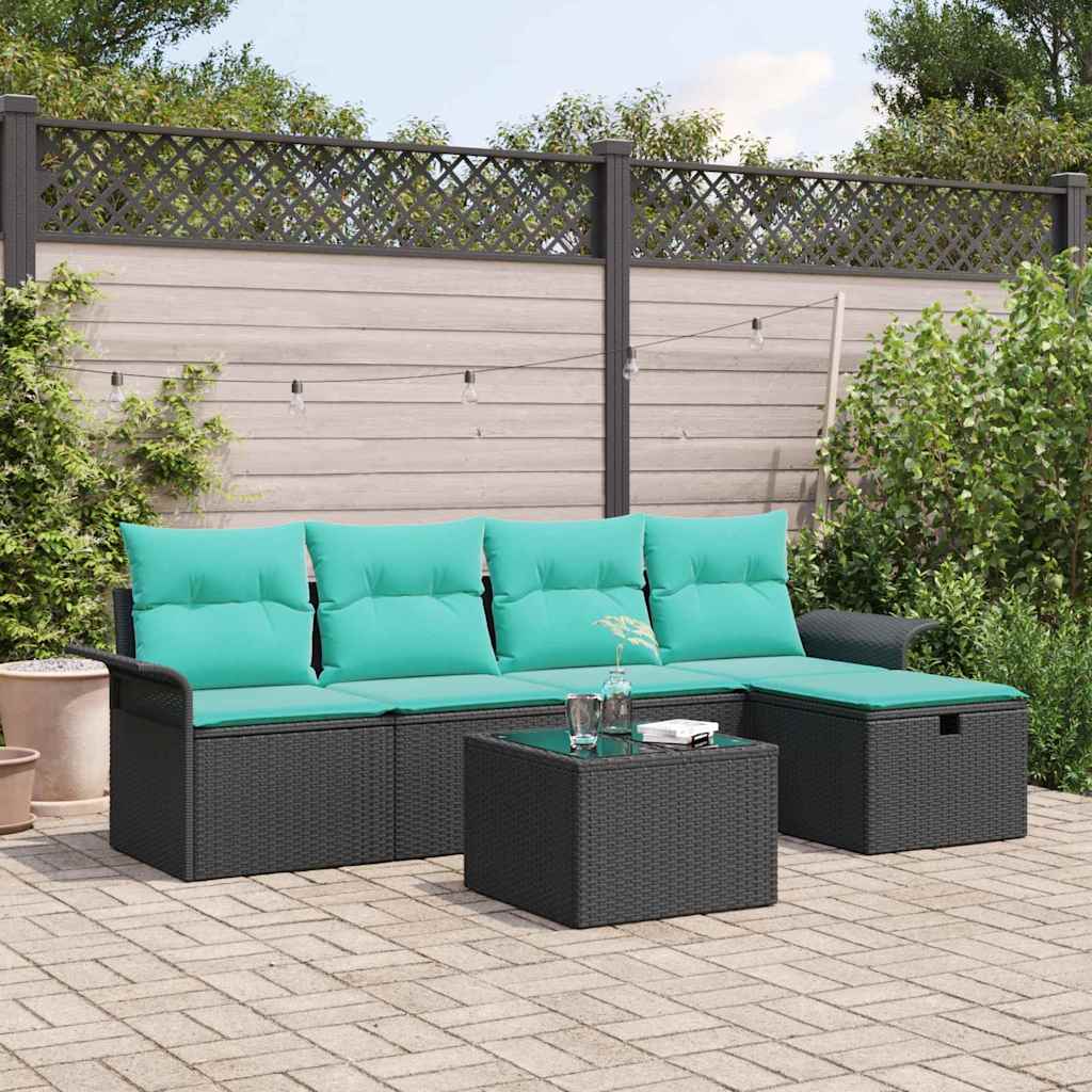 Set Divano da Giardino con cuscino 6 pcs Poly Rattan | homemem39