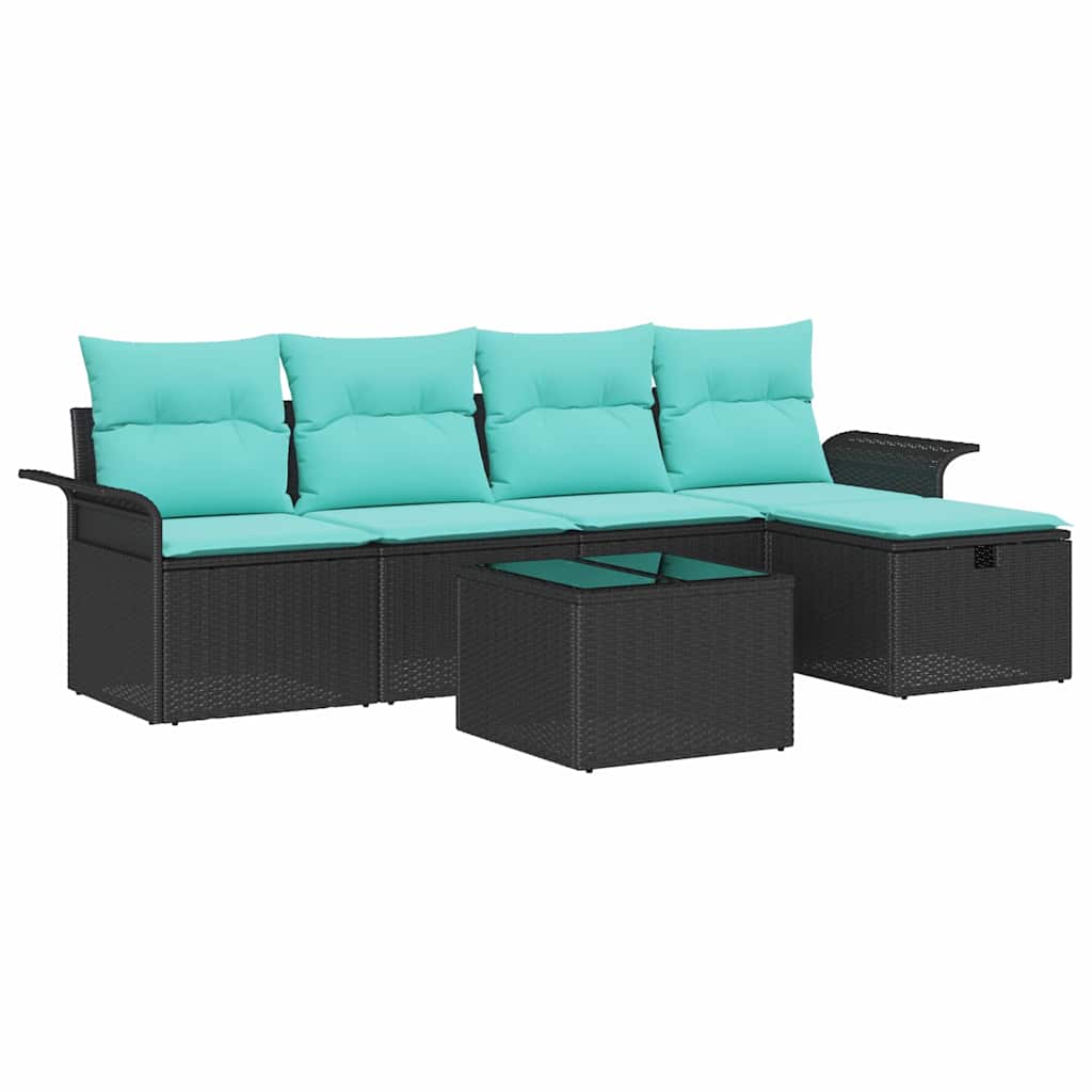 Set Divano da Giardino con cuscino 6 pcs Poly Rattan | homemem39