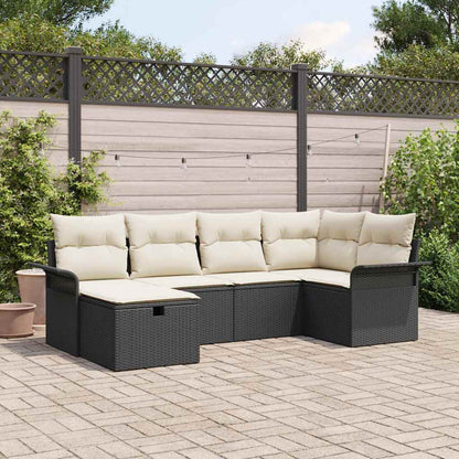 Set Divano da Giardino con cuscino 6 pcs Nero Poly Rattan - homemem39