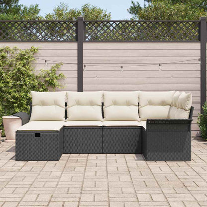 Set Divano da Giardino con cuscino 6 pcs Nero Poly Rattan - homemem39