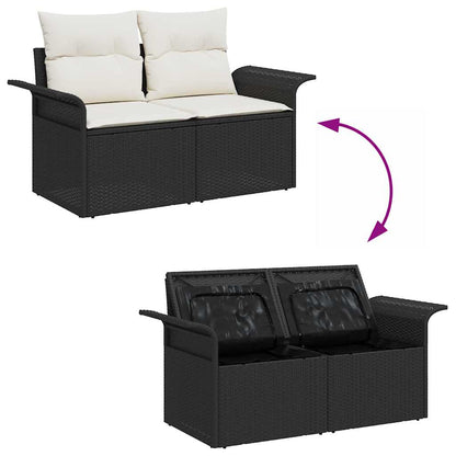 Set Divano da Giardino con cuscino 6 pcs Nero Poly Rattan - homemem39