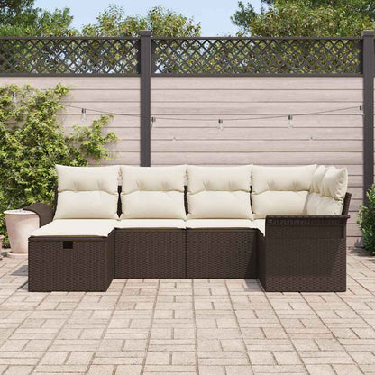 Set Divano da Giardino con cuscino 6 pcs Marrone Poly Rattan - homemem39