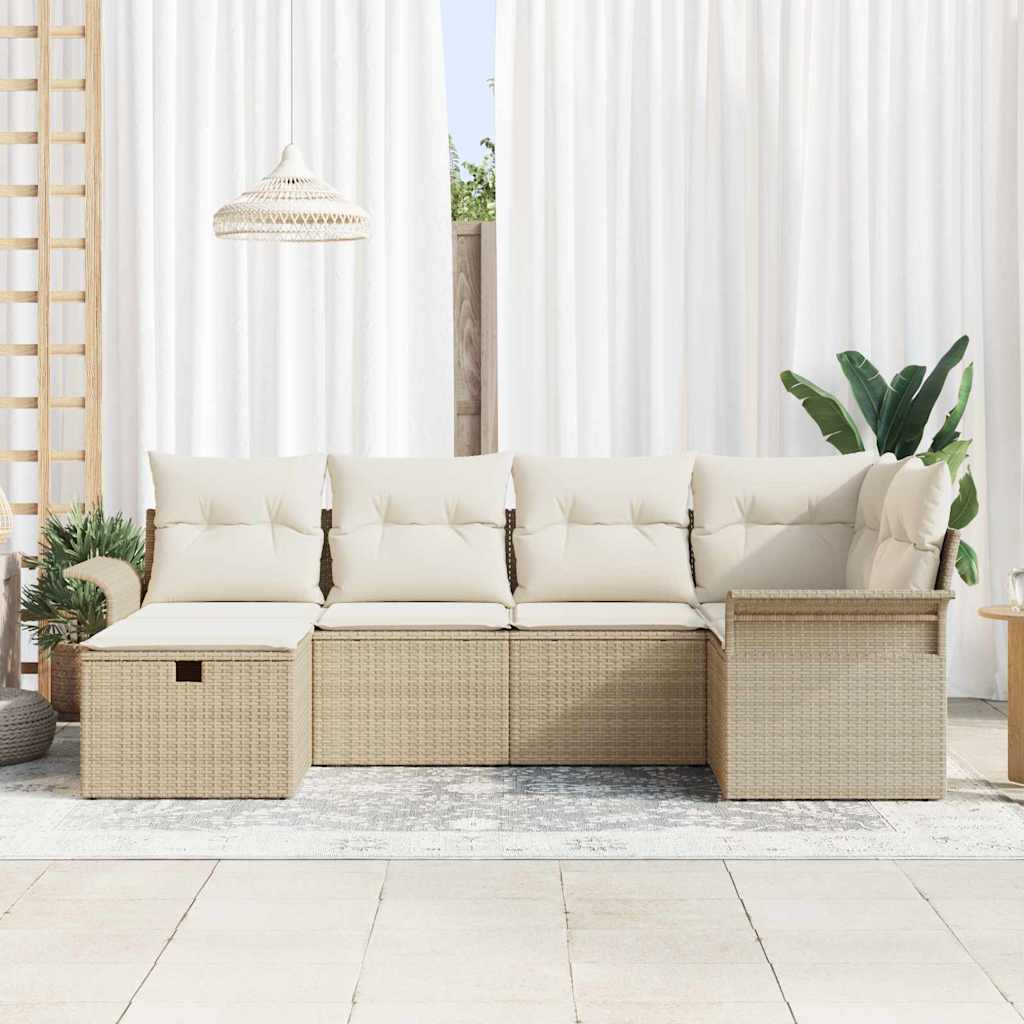 Set Divano da Giardino con cuscino 6 pcs Poly Rattan