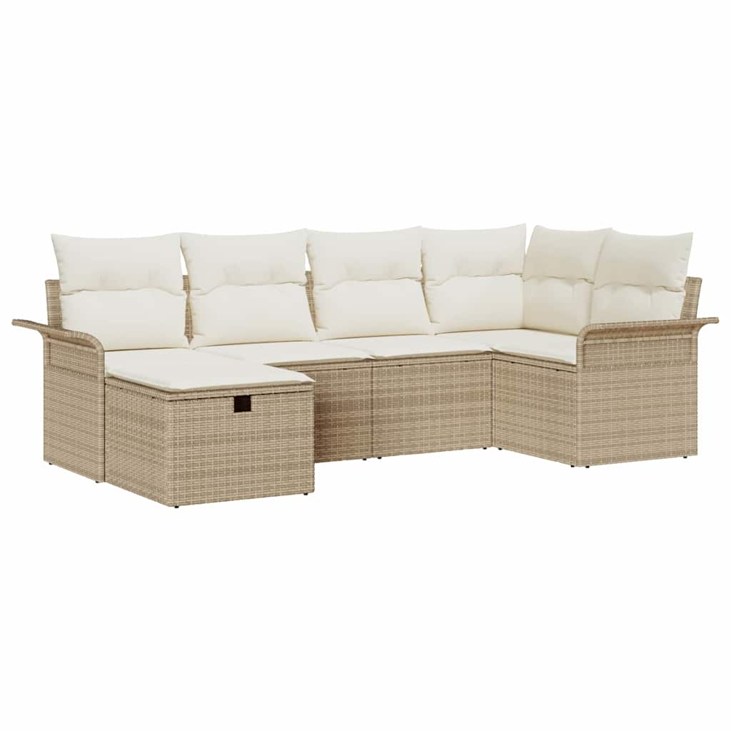 Set Divano da Giardino con cuscino 6 pcs Beige Poly Rattan - homemem39