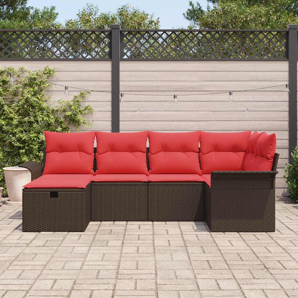 Set Divano da Giardino con cuscino 6 pcs Poly Rattan | homemem39