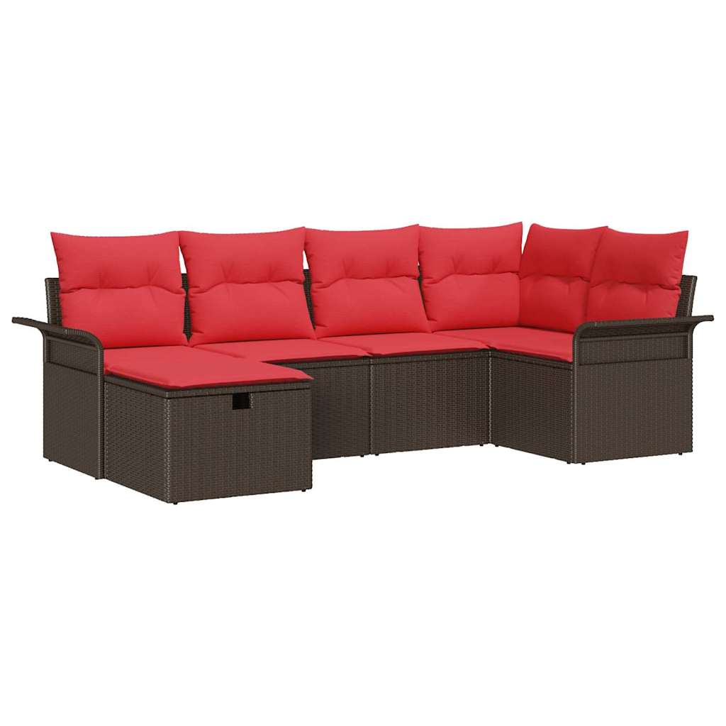 Set Divano da Giardino con cuscino 6 pcs Poly Rattan | homemem39