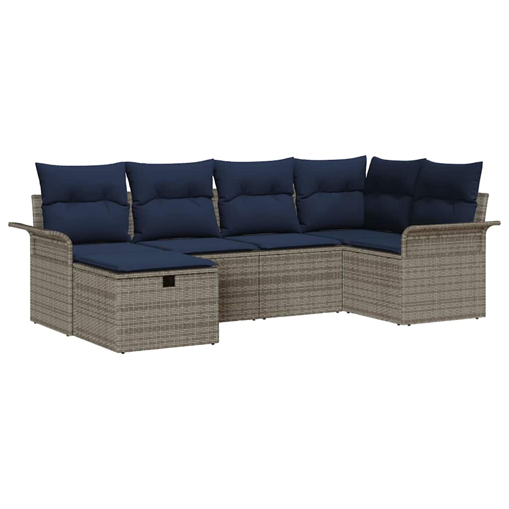 Set Divano da Giardino con cuscino 6 pcs Poly Rattan | homemem39