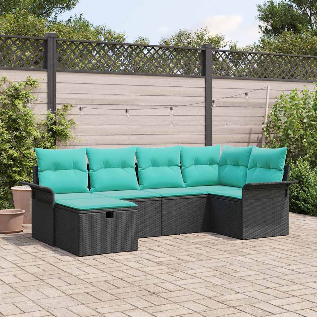 Set Divano da Giardino con cuscino 6 pcs Poly Rattan | homemem39